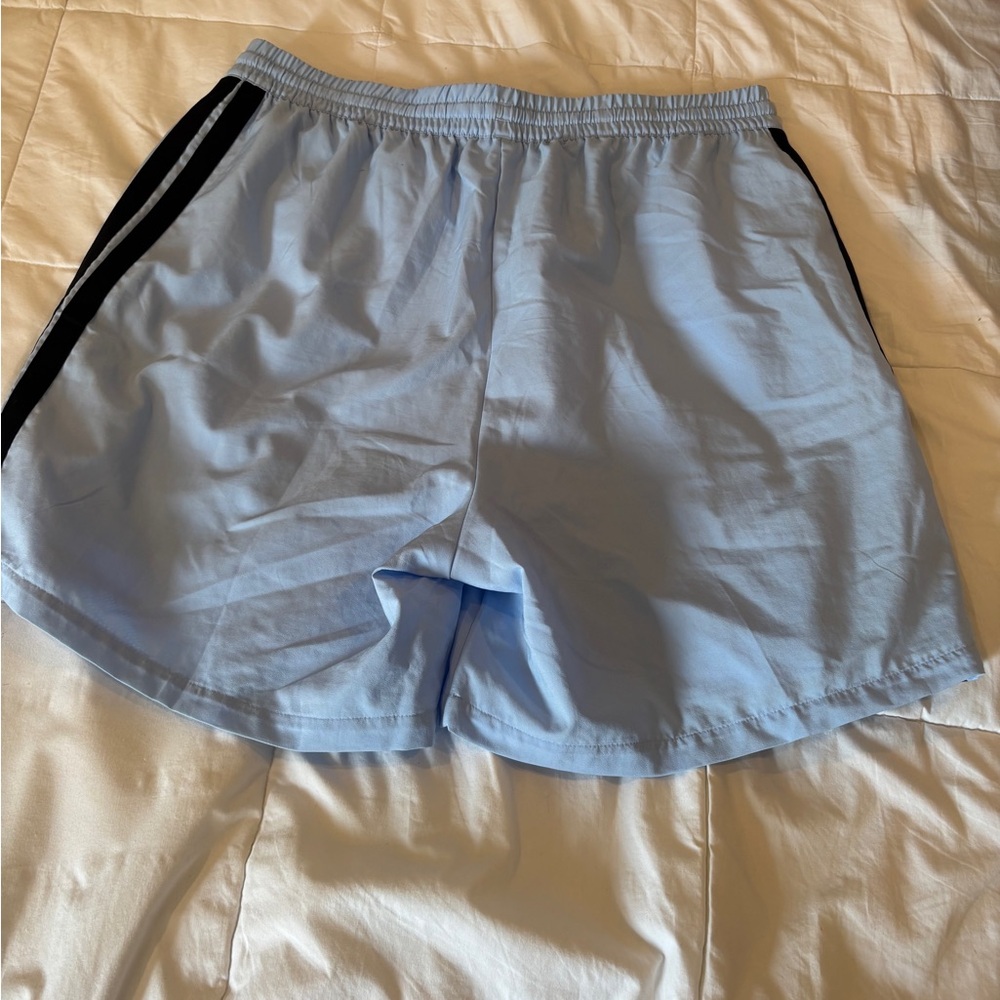 adidas Light Blue Athletic Shorts with Black Accents